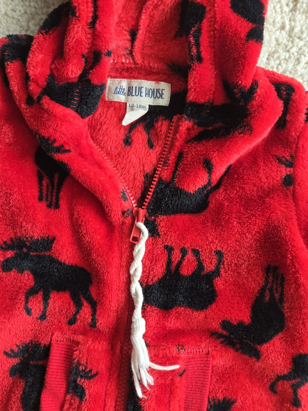 Little Blue House Red Moose Fleece Sleepsuit 12-18M - photo 2
