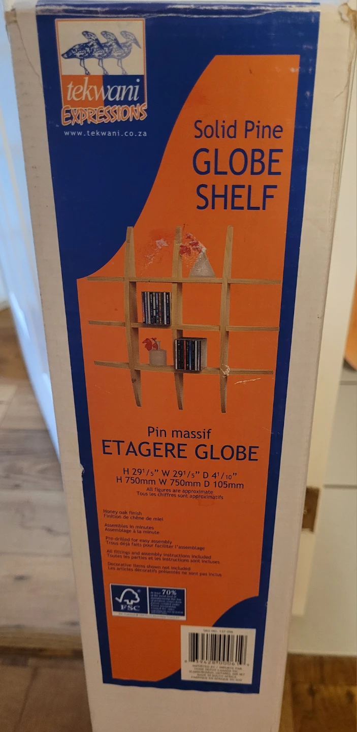 Tekwani Expressions Solid Pine Globe Shelf