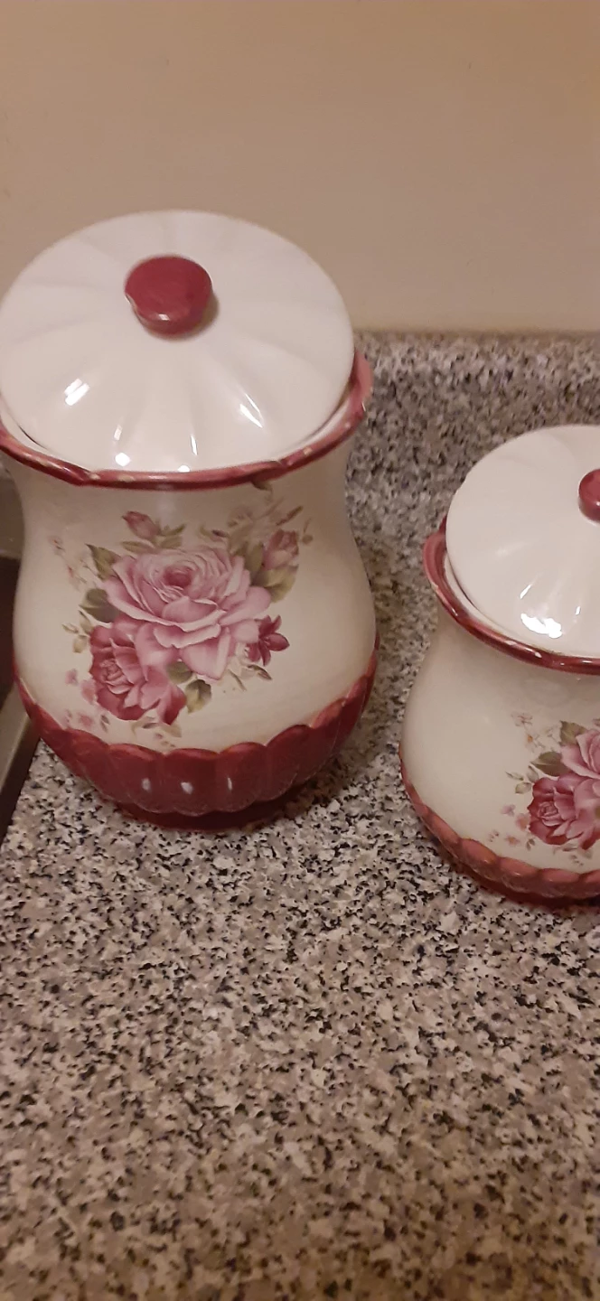 Ceramic Rose Floral Canister Set