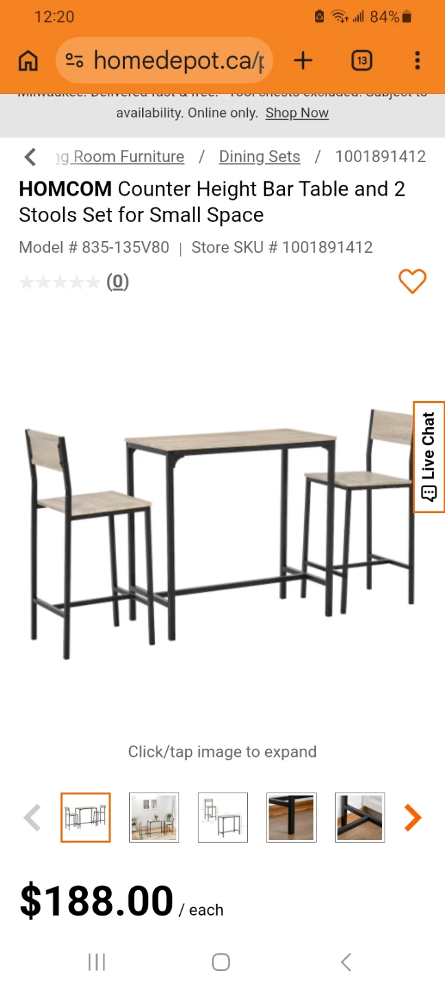 HOMCOM Counter Height Bar Table and 2 Stools Set - photo 5