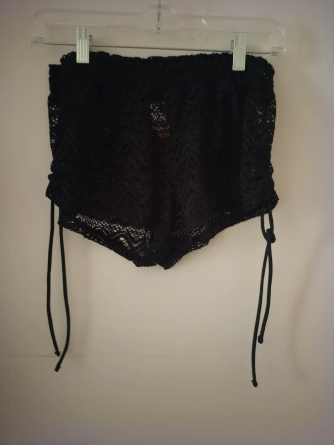 Black Crochet Swim Cover-Up Shorts