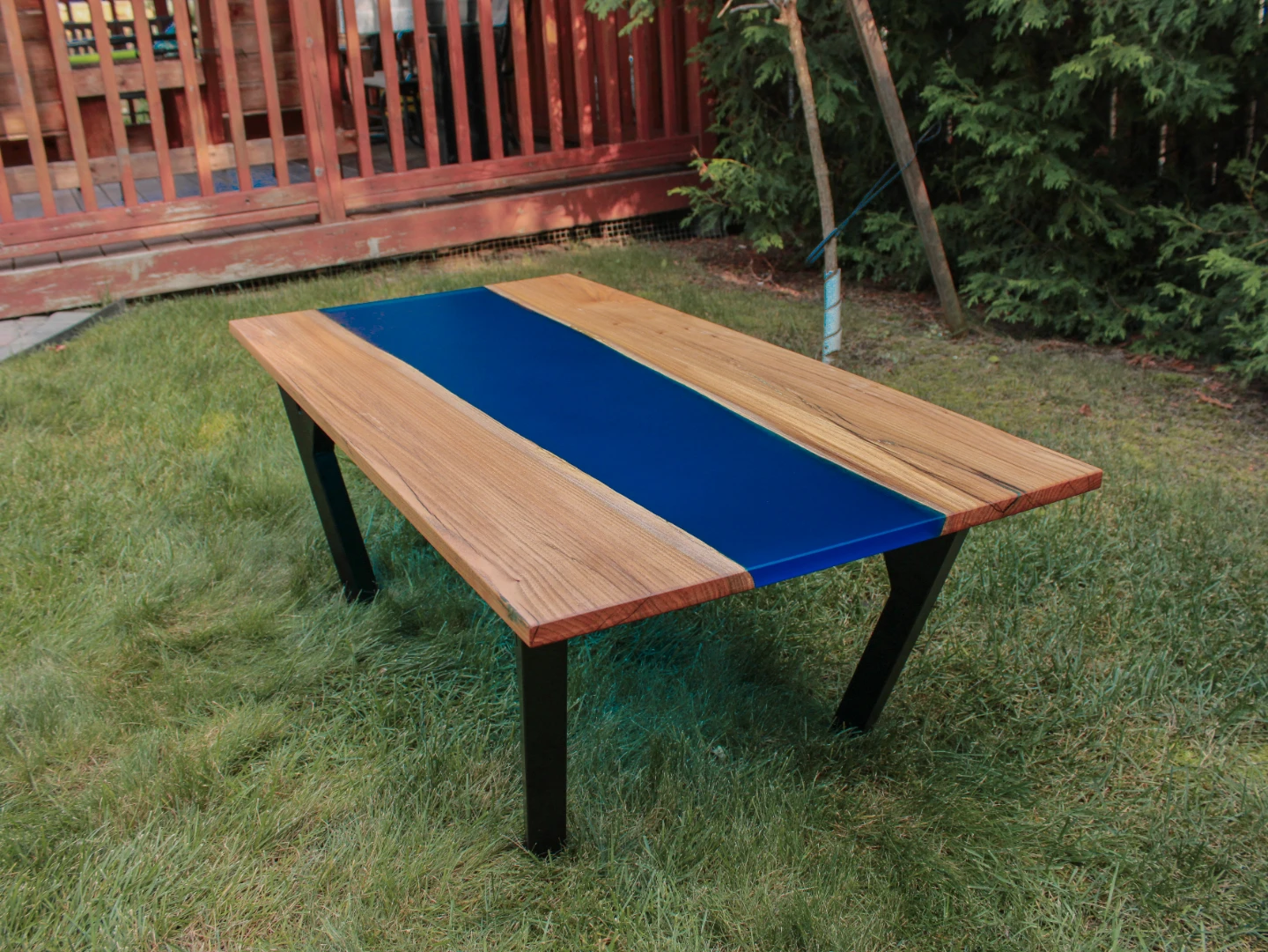 Blue Transparent epoxy table - photo 3