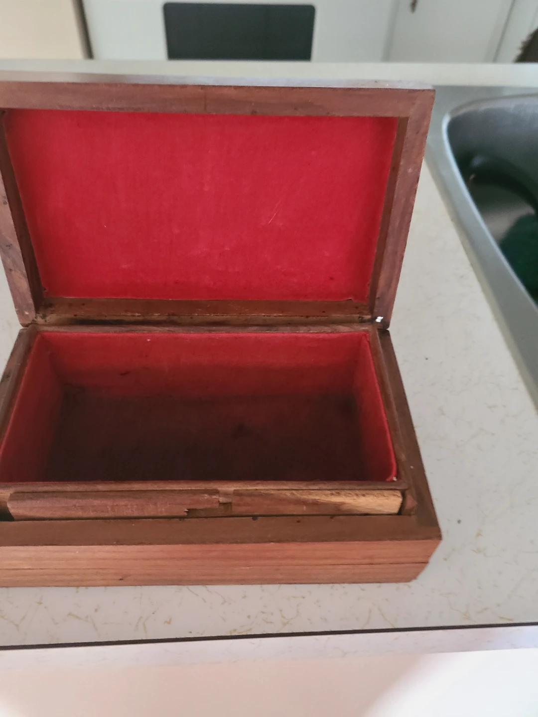 Wooden Trinket Box with Red Lining - photo 3
