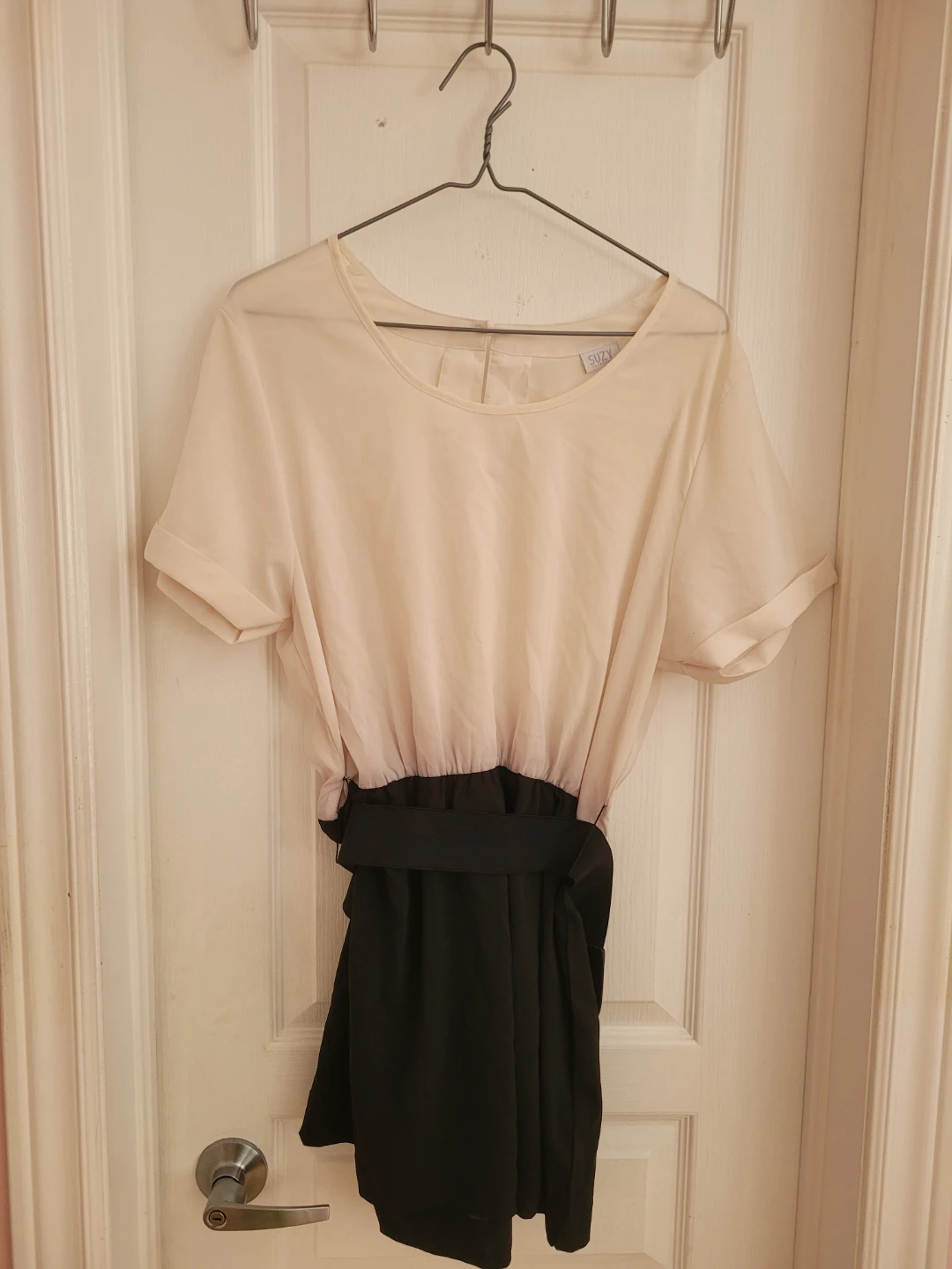 Suzy Shier Two-Tone Dress with Belt