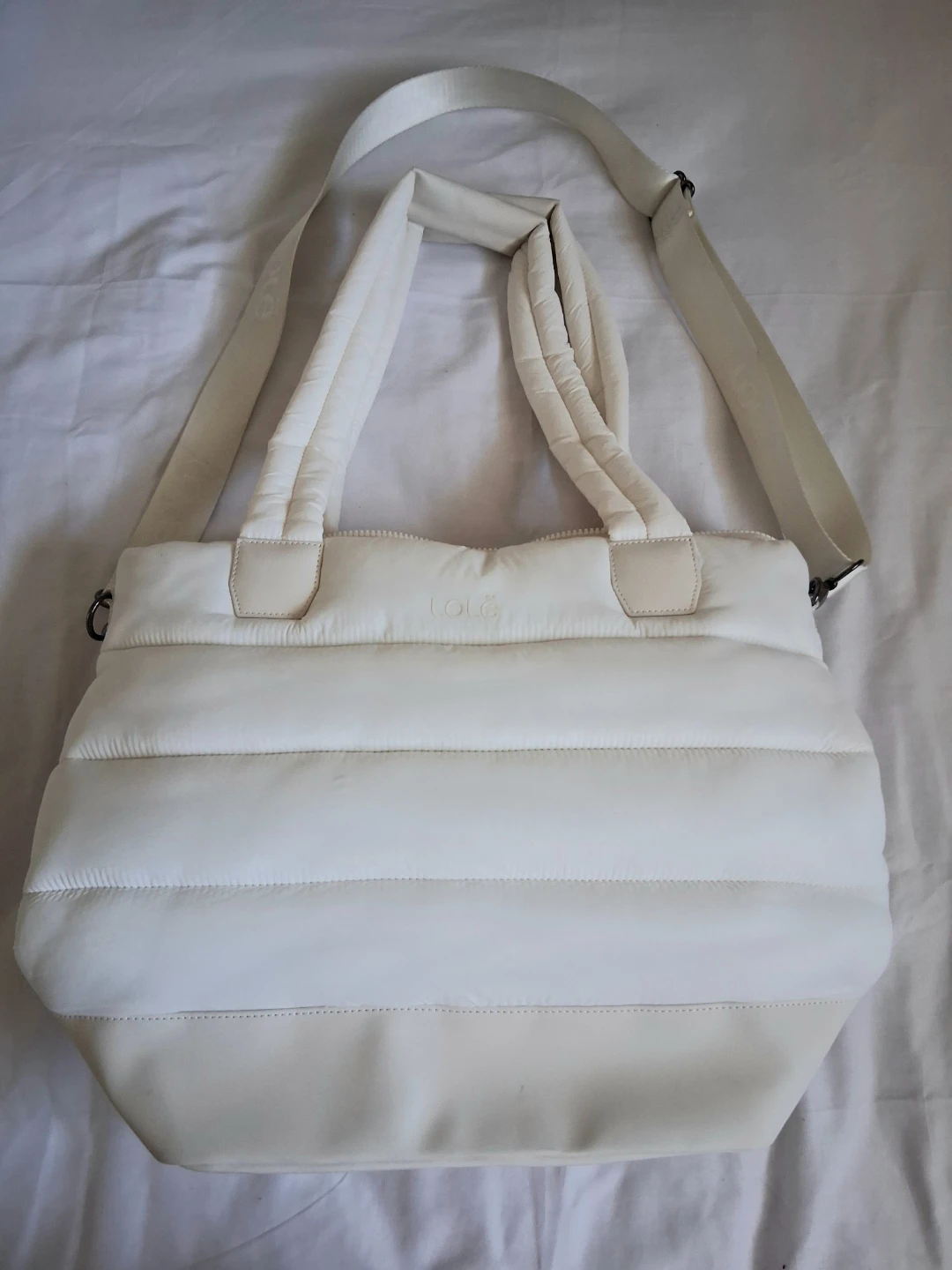 Lole White Puffer Tote Bag