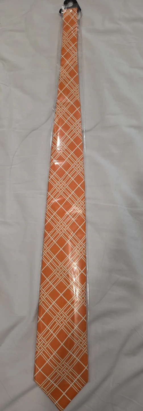 Burberry London Orange White Geometric Silk Tie