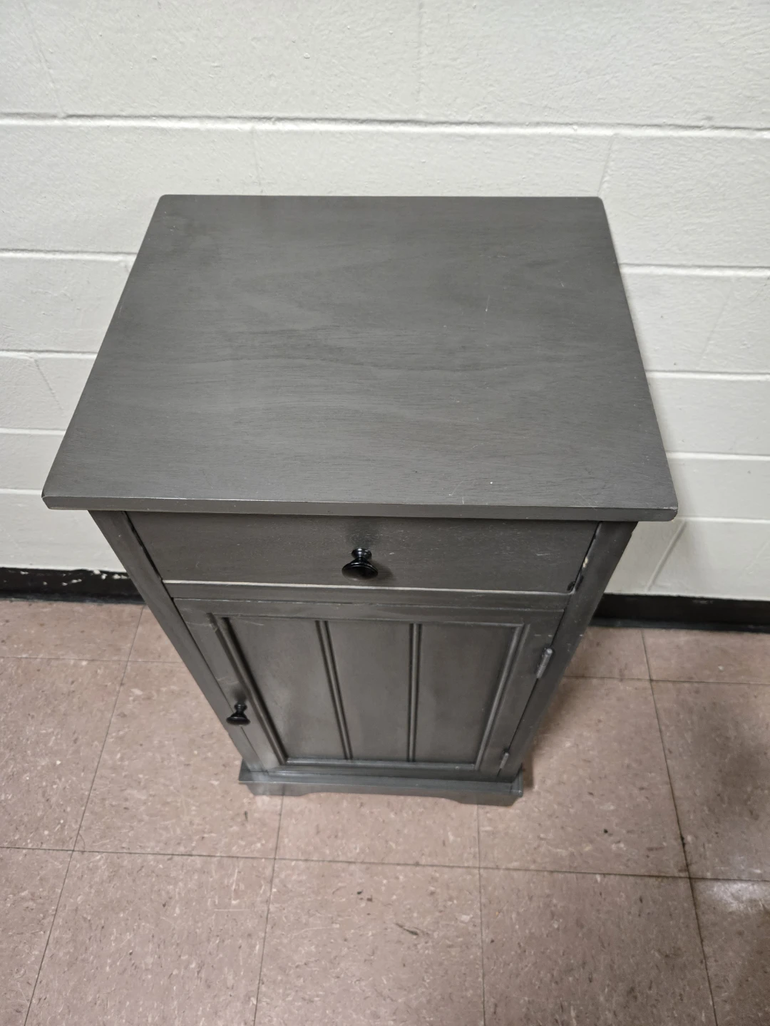Compact Storage Cabinet - Grey Accent Table with Shelves - photo 3