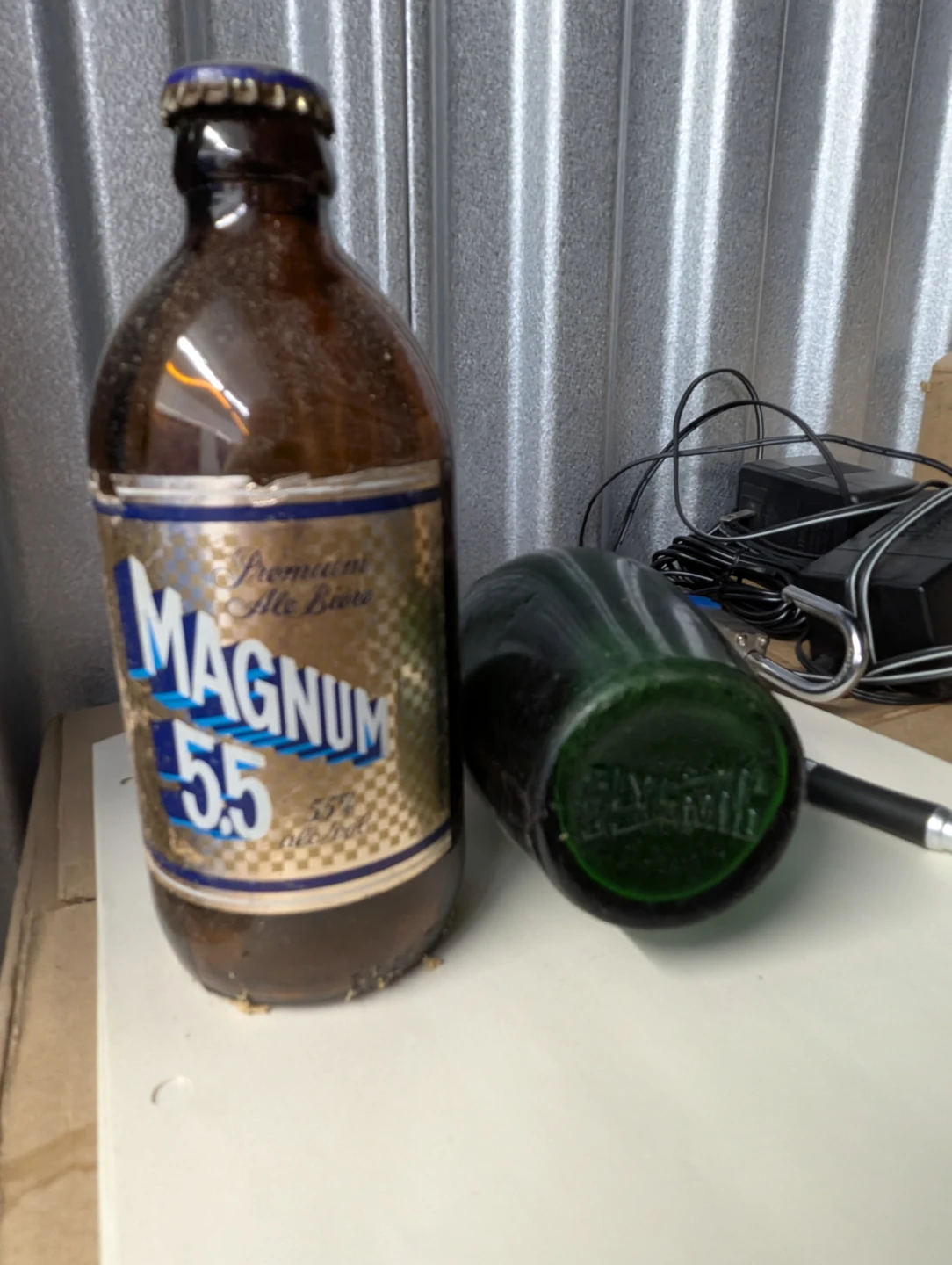 Magnum 55 Beer Bottle plus Glysmic bowling pin medicine bottle. - photo 2