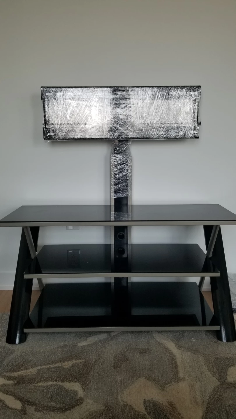 Black Glass TV Stand with Mount - photo 2