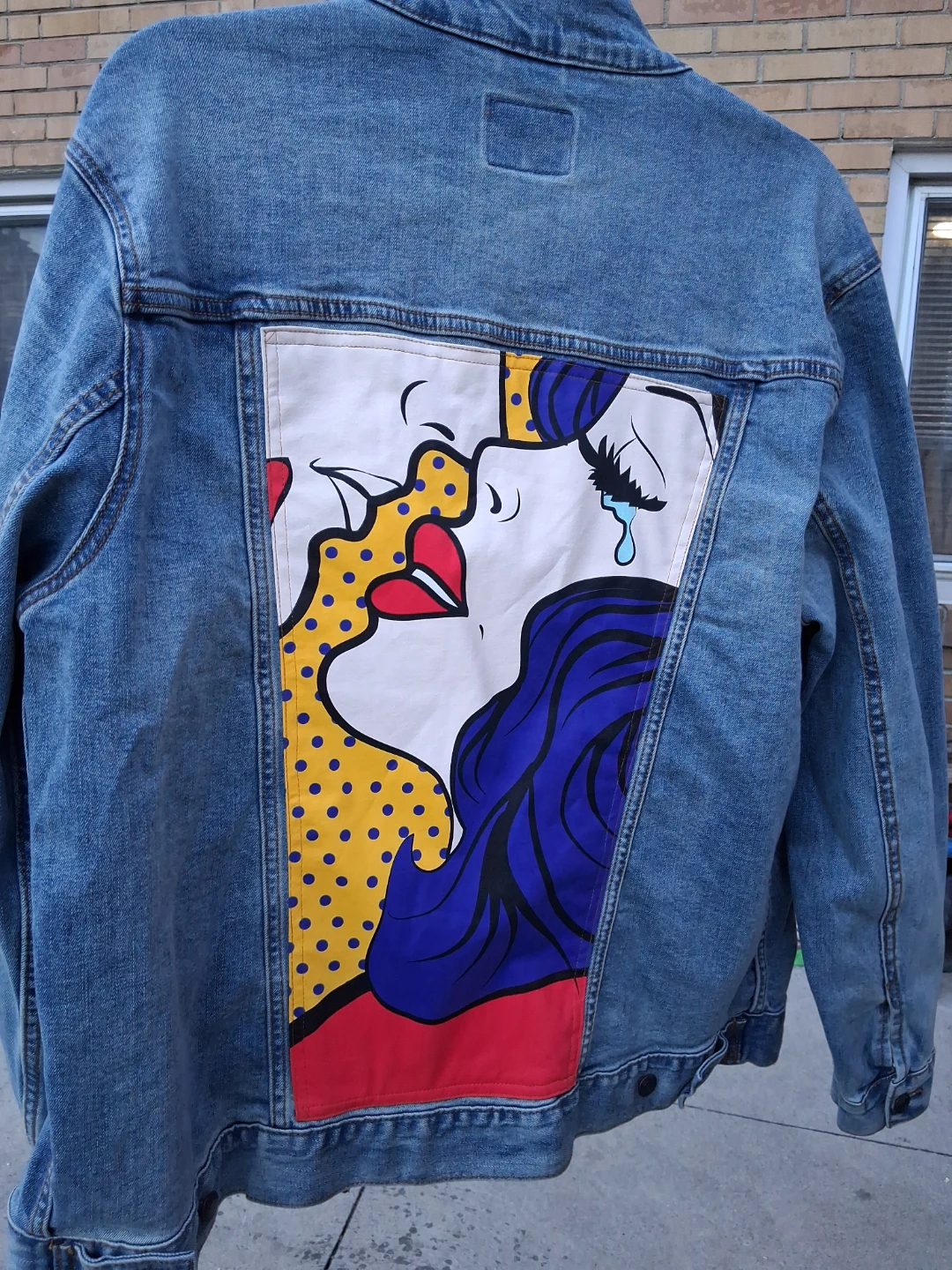 Denim Jacket with Pop Art Design - Size L - photo 4