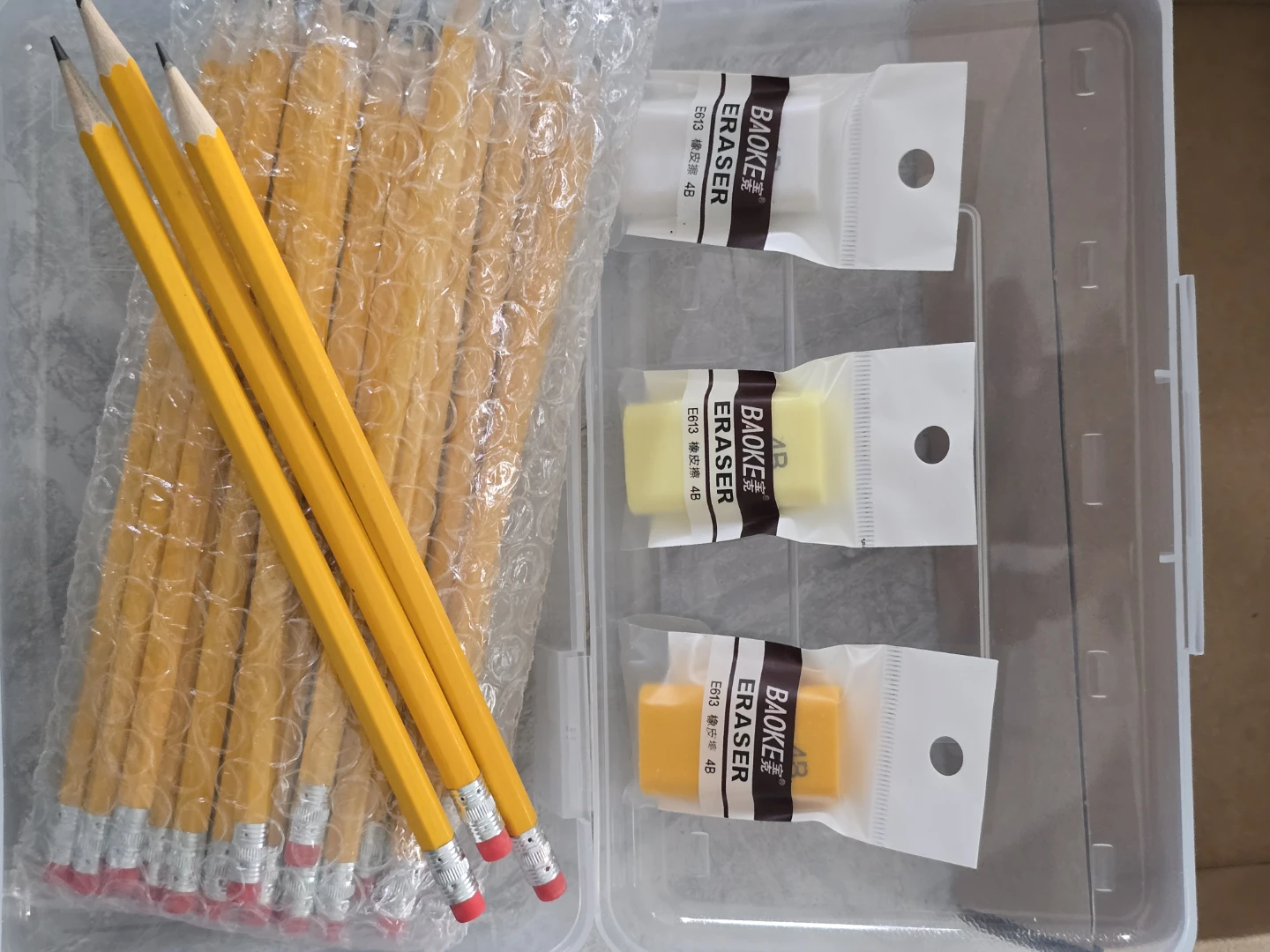 New set 29 pcs pencil & 3 eraser and pencil box