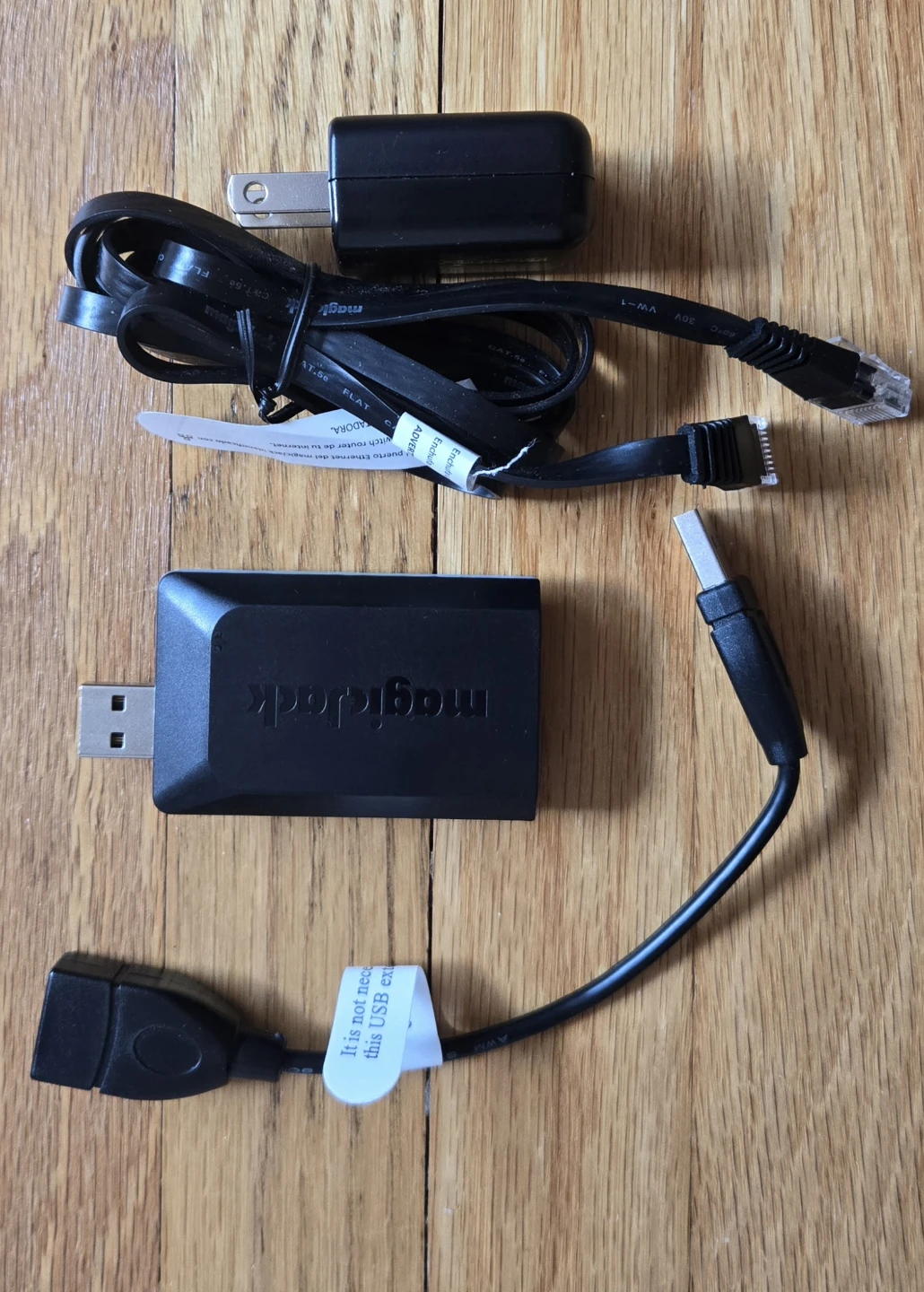 MagicJack USB Device with Power Adapter and Ethernet Cable