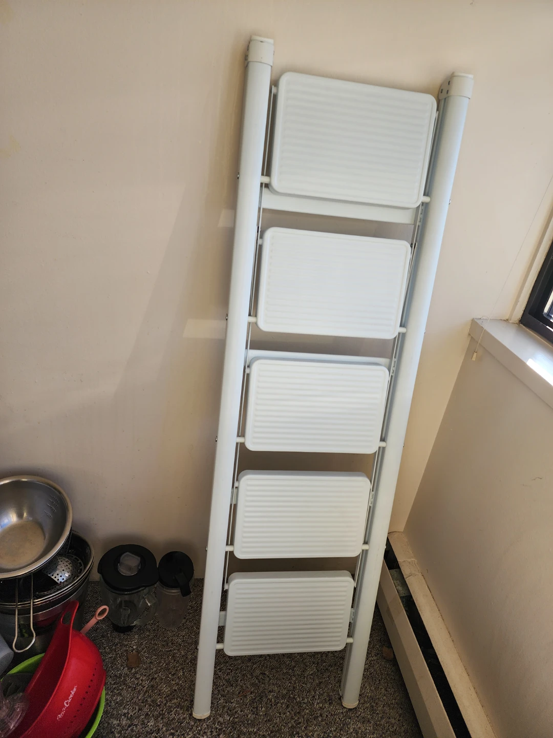 White 5-Step Folding Step Stool Ladder