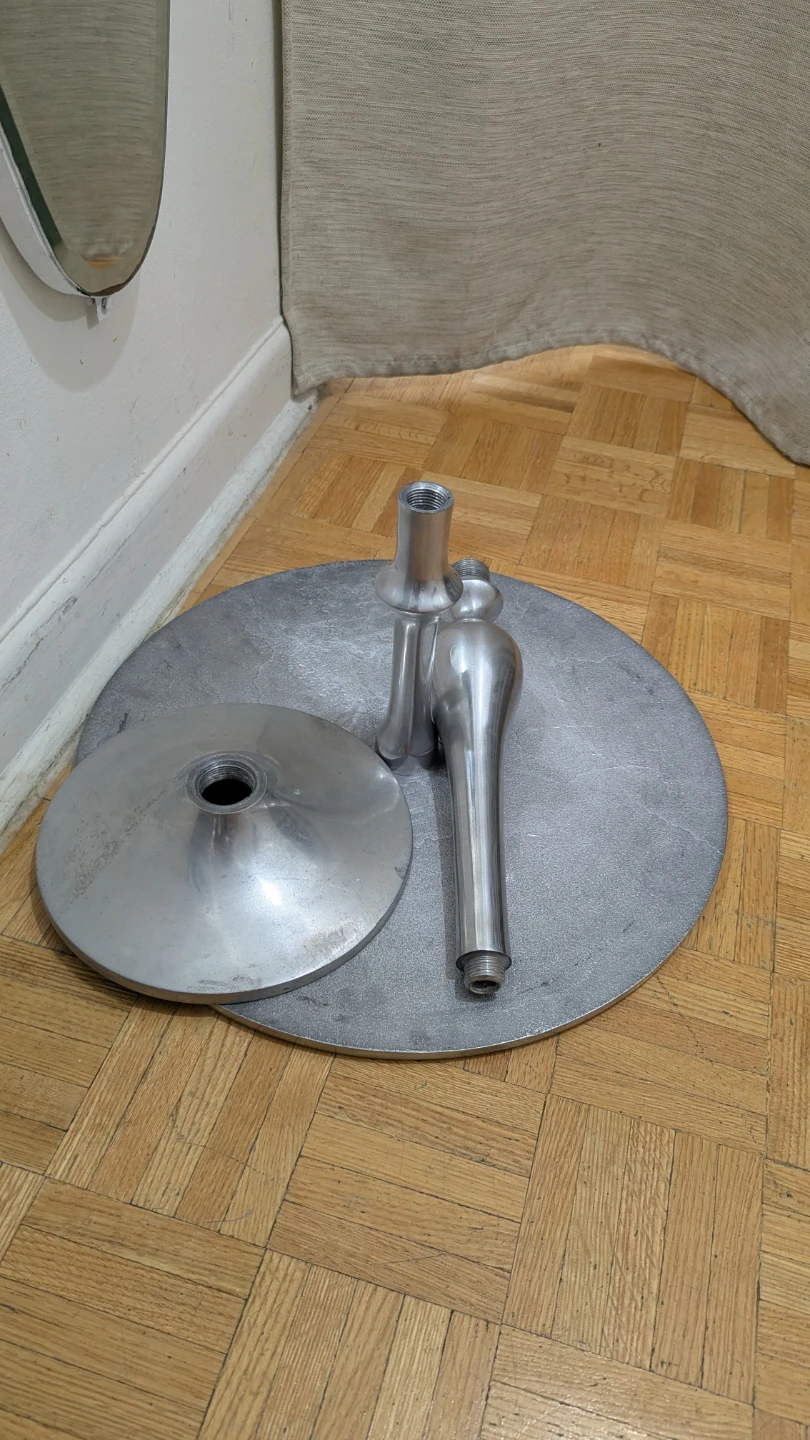 18" Vintage Stylish Aluminum Round Table Pedestal End Coffee - photo 3