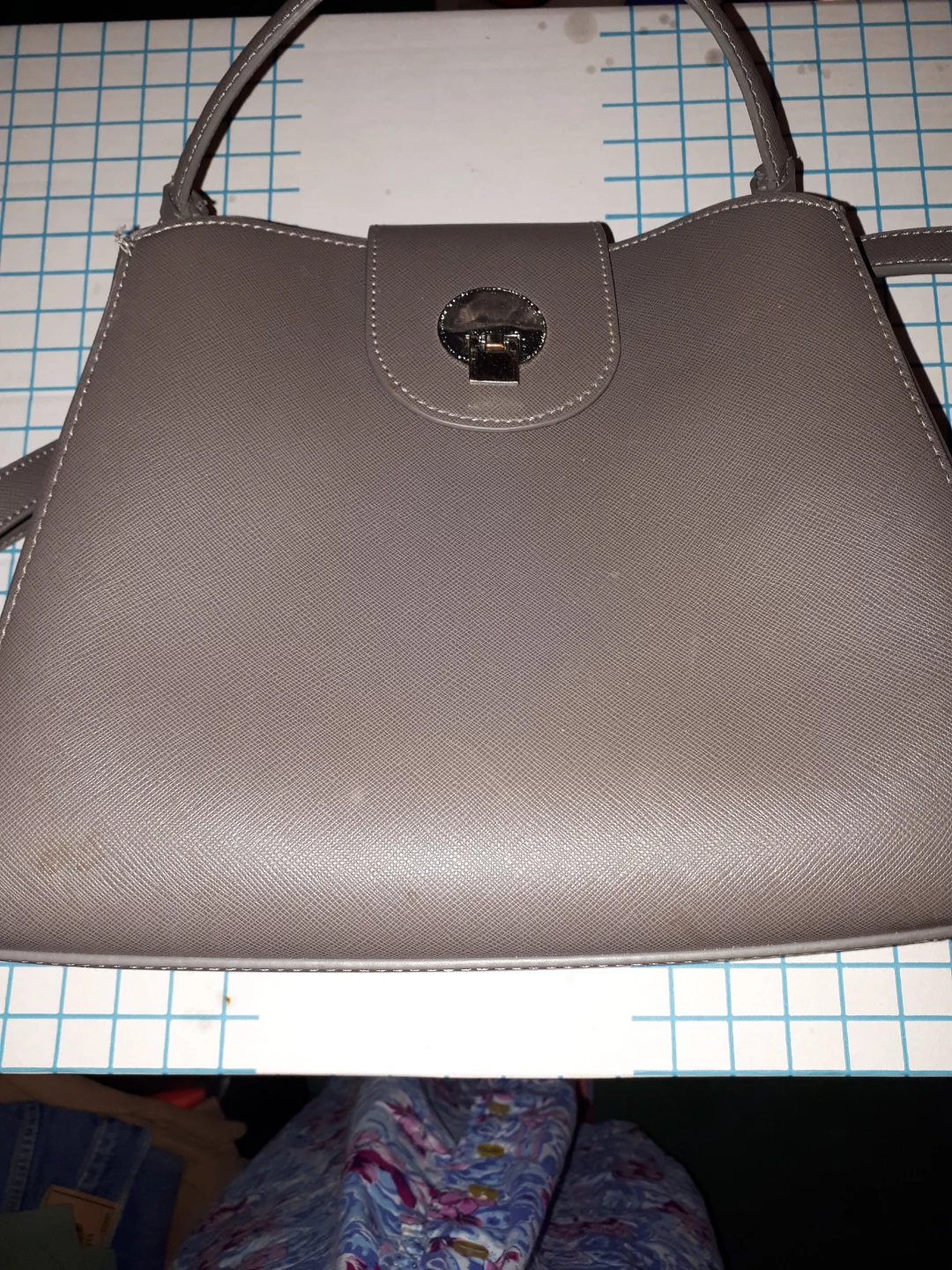Grey Faux Leather Handbag