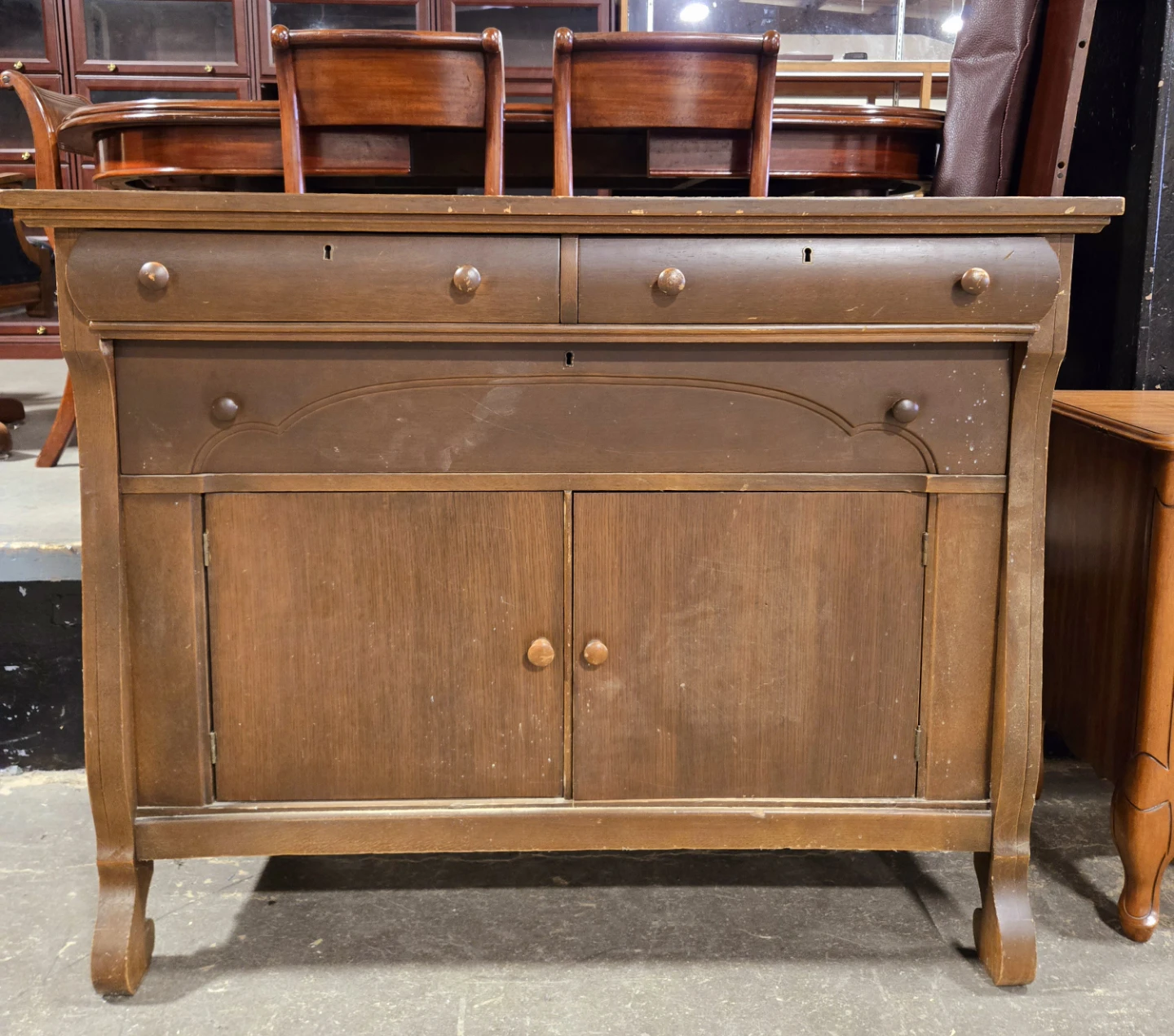 Antique Solid Walnut Buffet/Sideboard With Storage