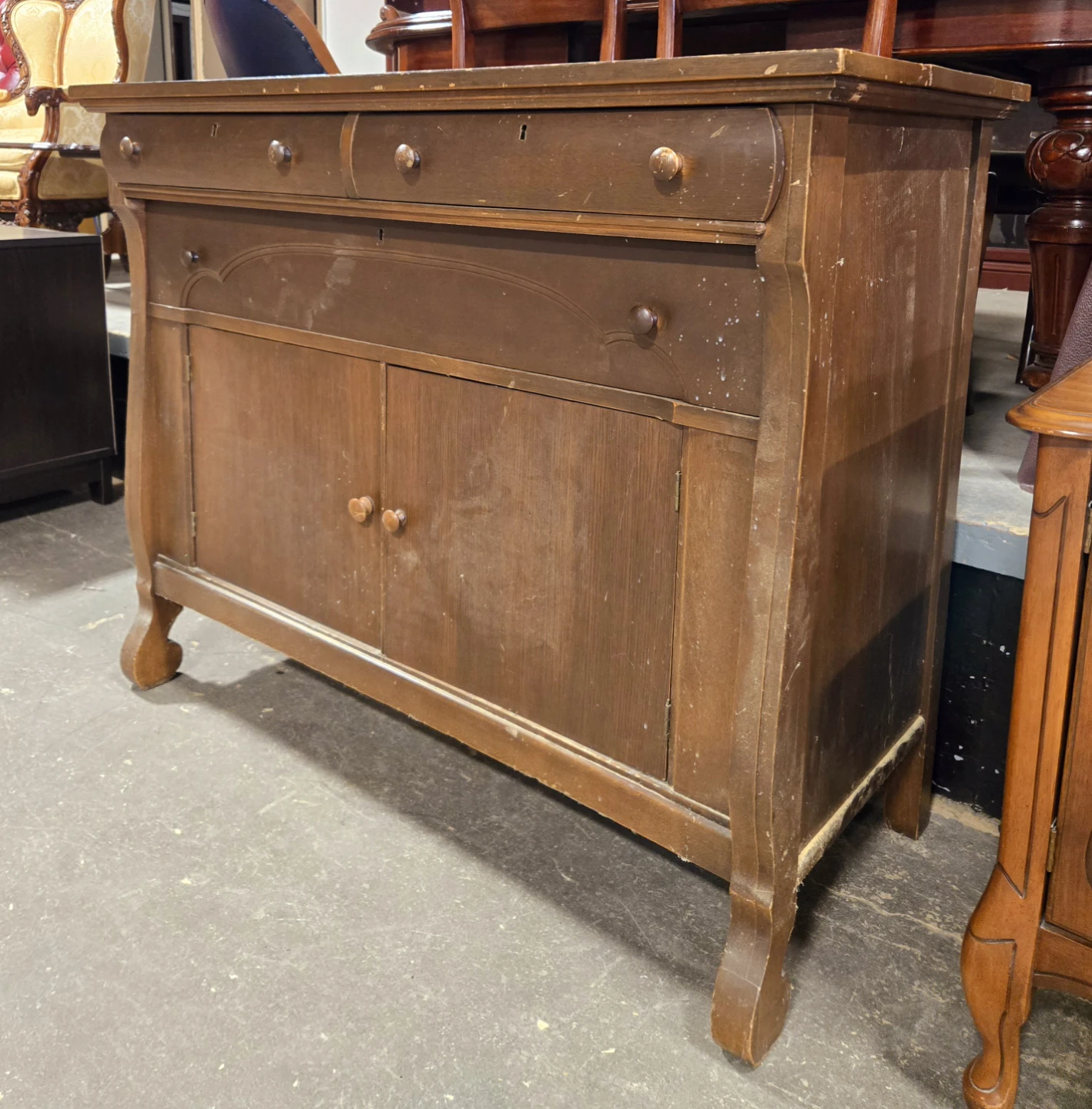 Antique Solid Walnut Buffet/Sideboard With Storage - photo 3