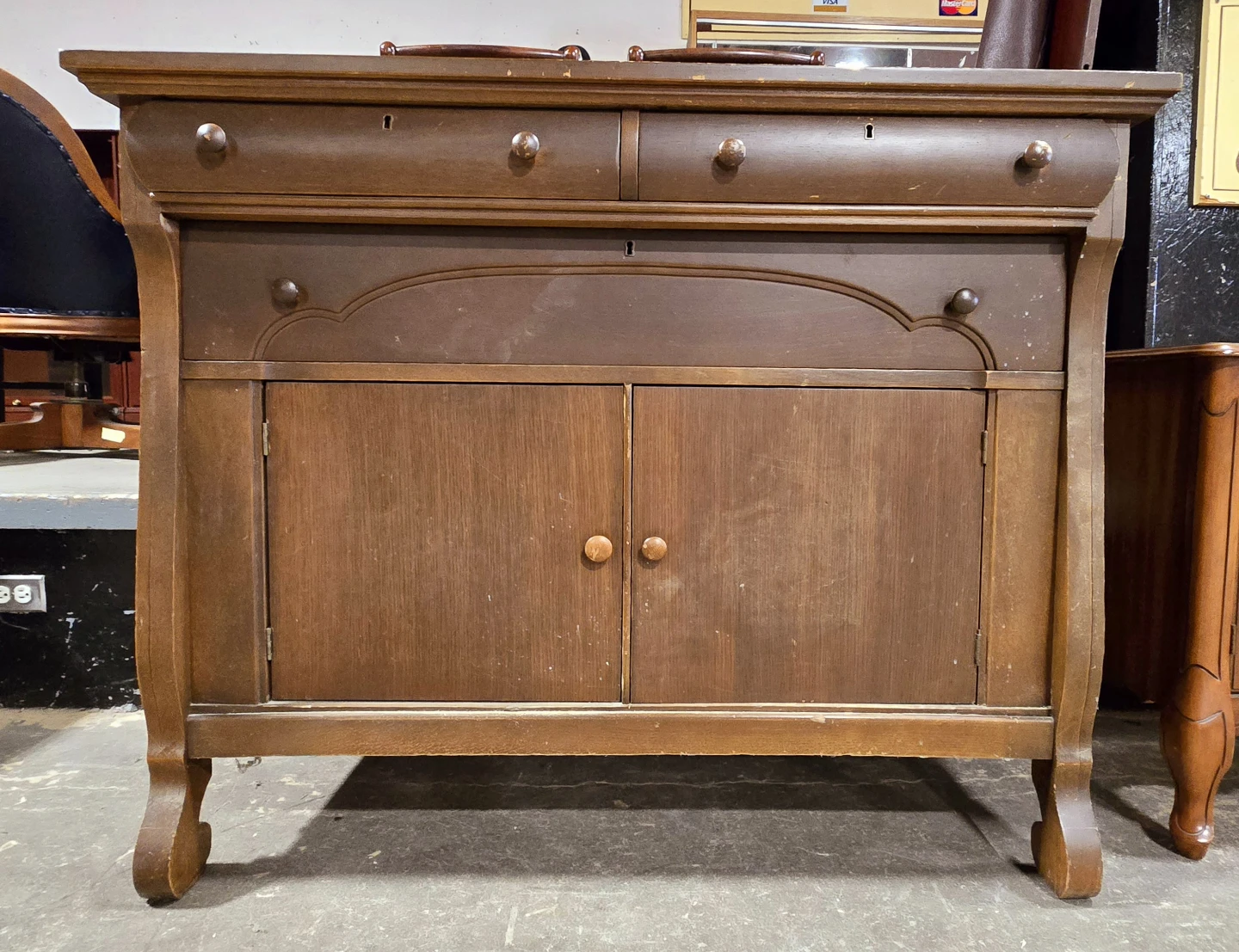 Antique Solid Walnut Buffet/Sideboard With Storage - photo 5