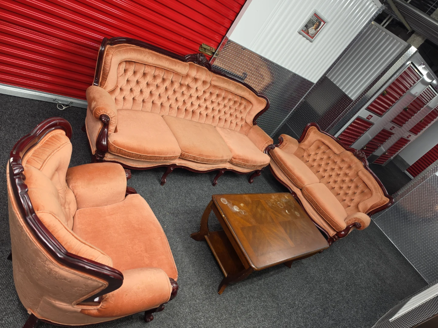 Vintage Velvet Sofa Set with Coffee Table - photo 2