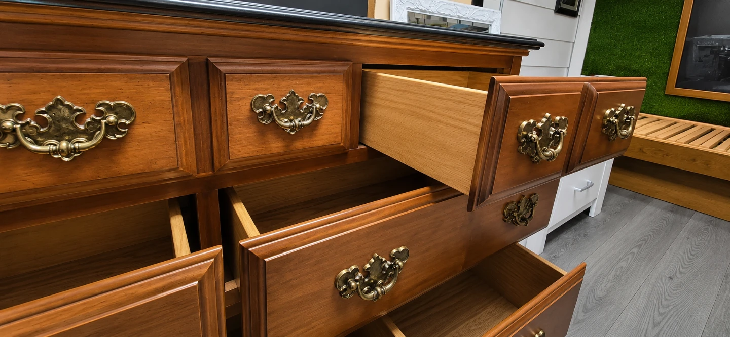 Wooden Dresser with Black Top - photo 3