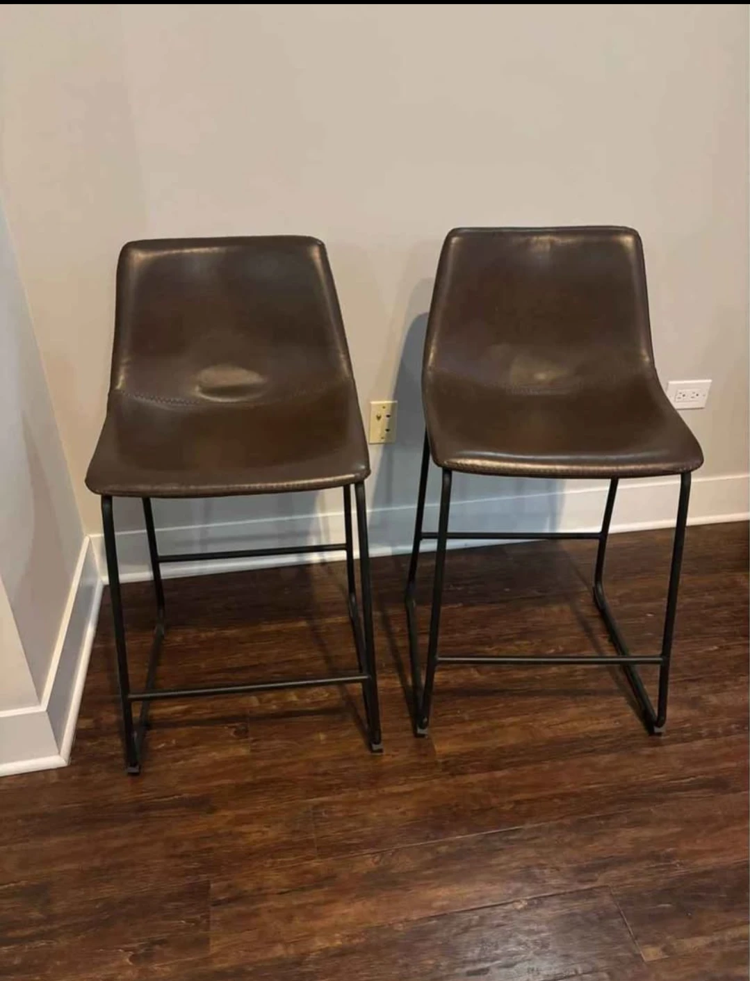 Brown leather bar stools counter height