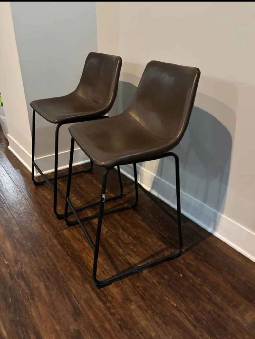 Brown leather bar stools counter height - photo 2
