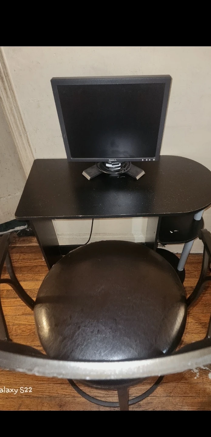 Black Computer Desk Set – Includes Swivel Chair Dell Monitor