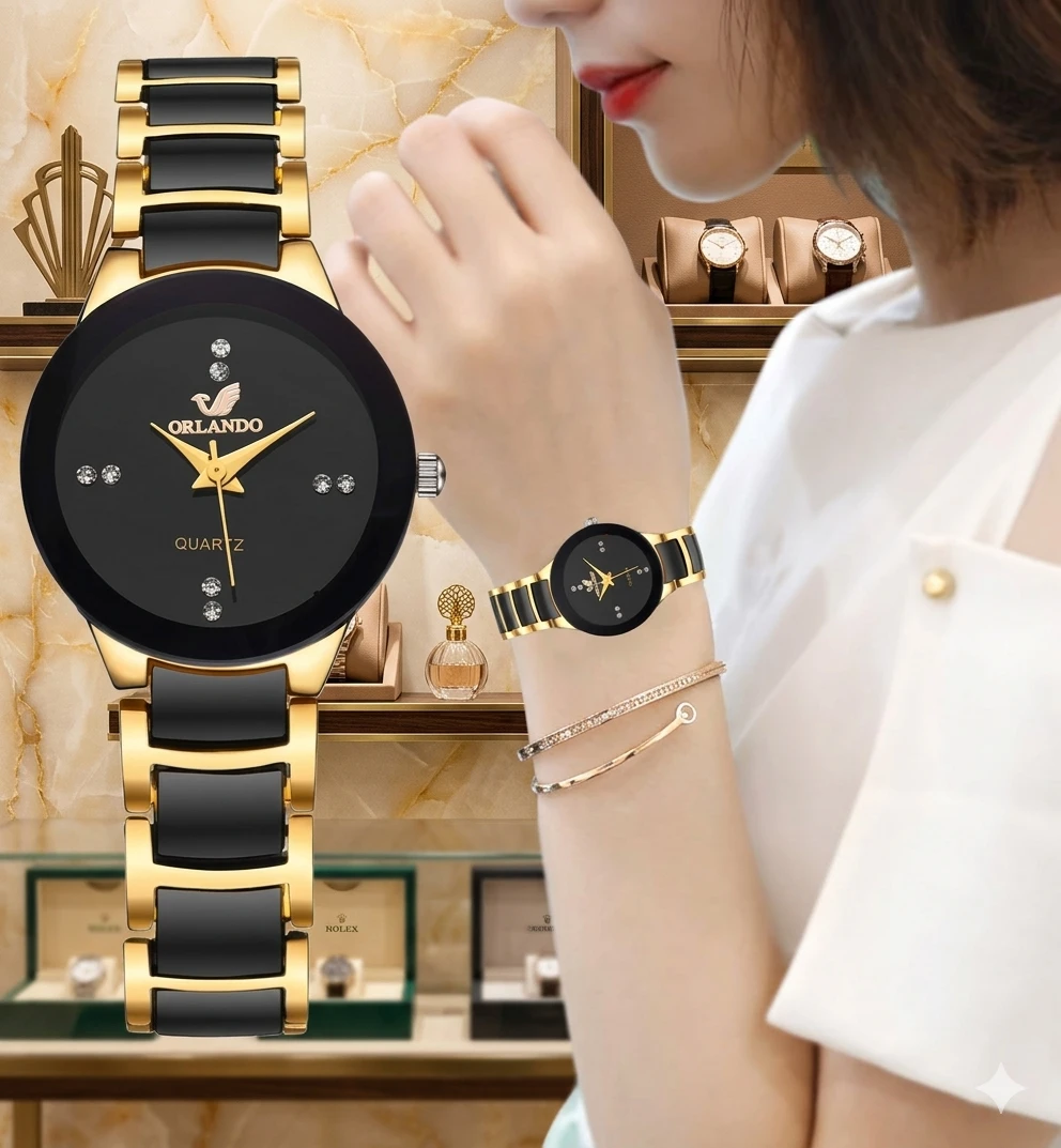 Orlando Quartz Watch - Black & Gold Ceramic - photo 2