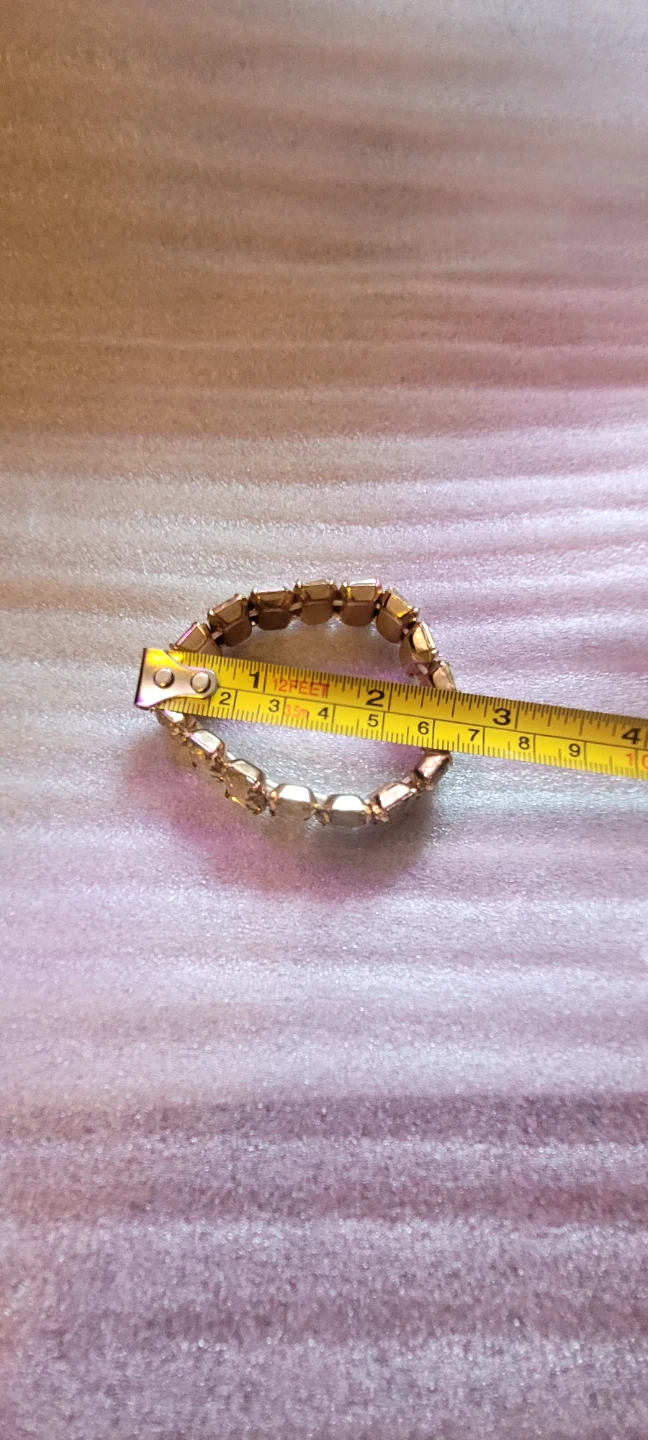Gold-tone Stretch Bracelet with Clear Baguette Stones - photo 4