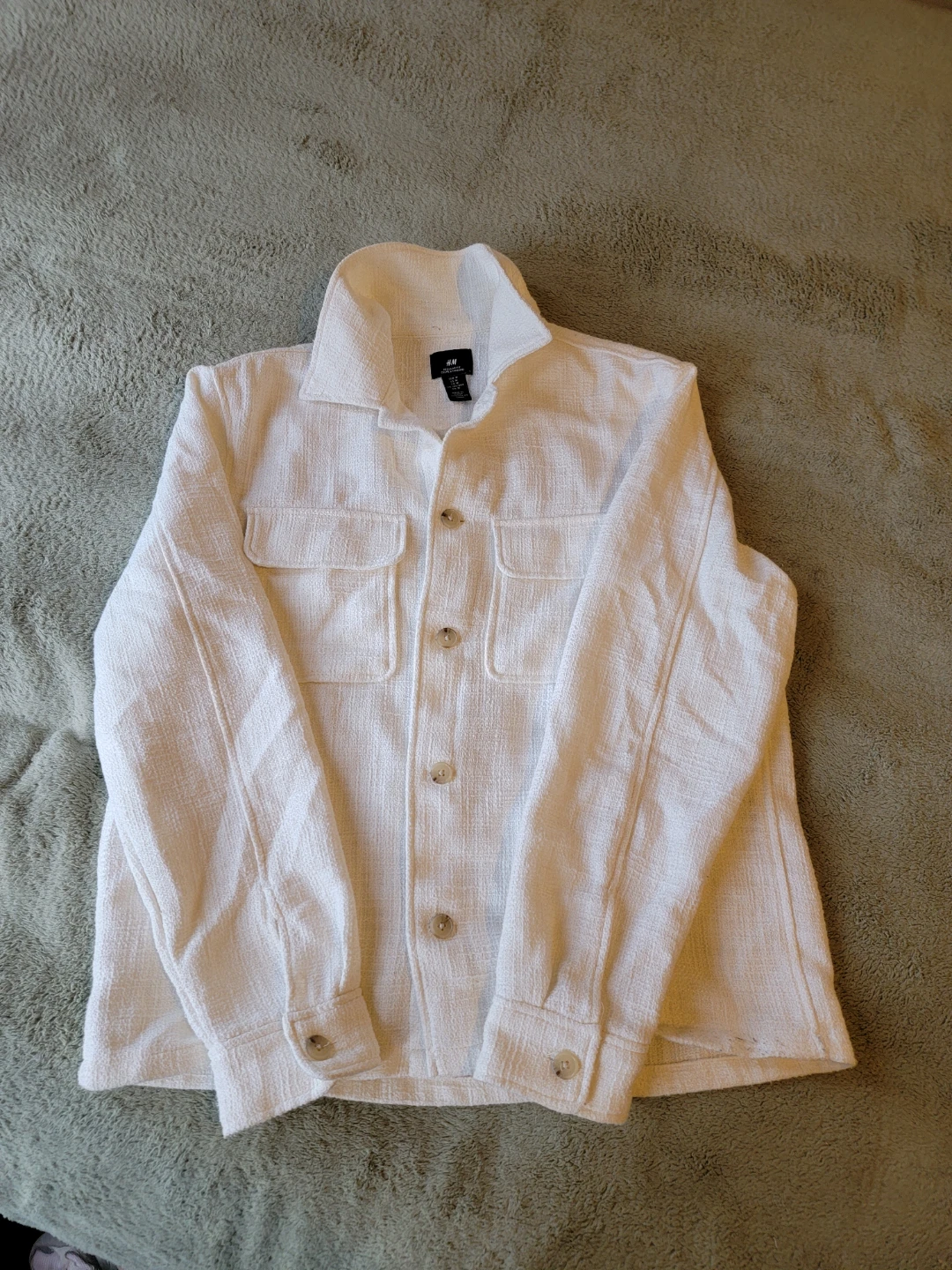H&M White Button-Up Shirt Jacket - photo 2