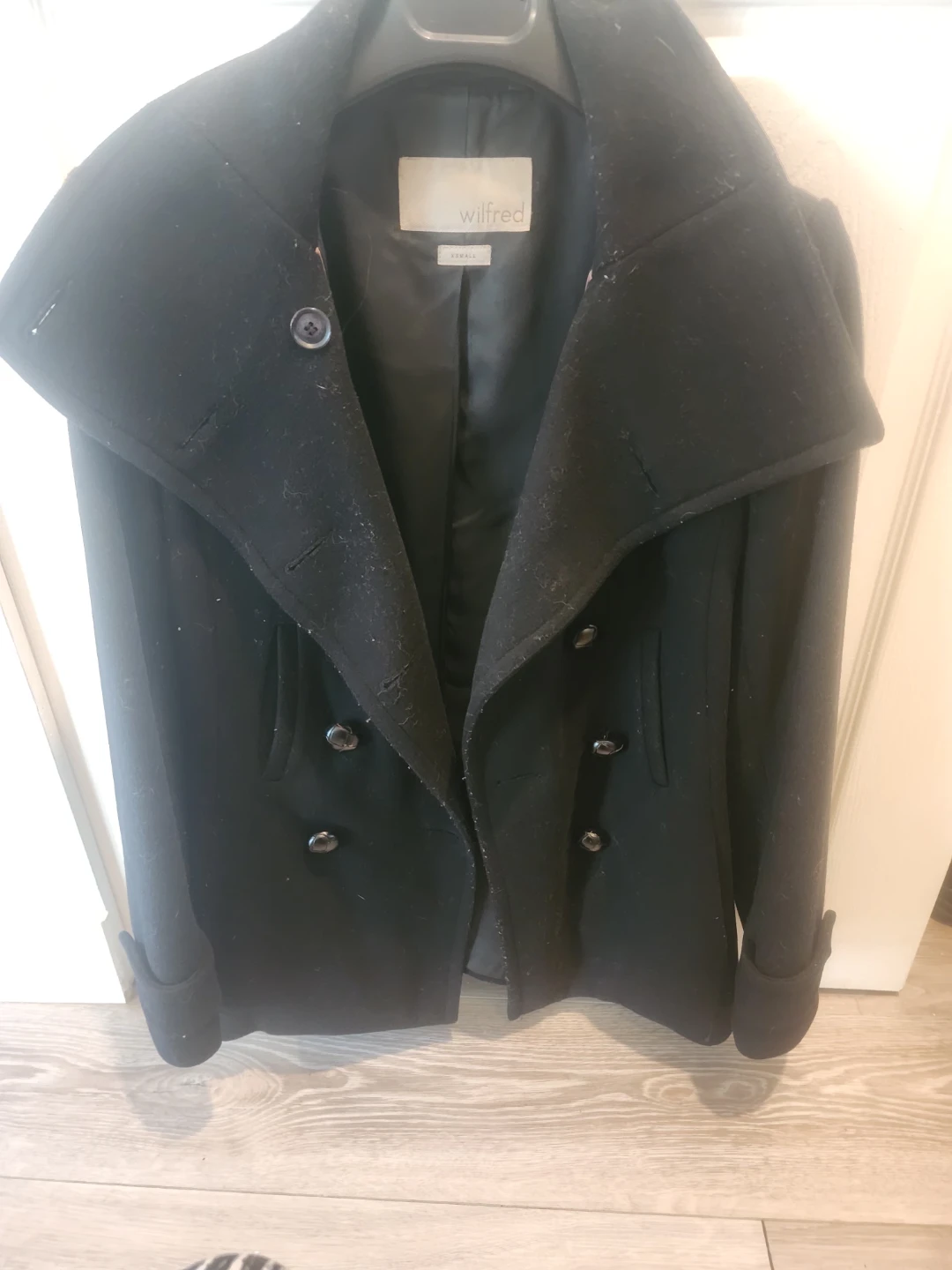 Wilfred Black Wool Blend Pea Coat