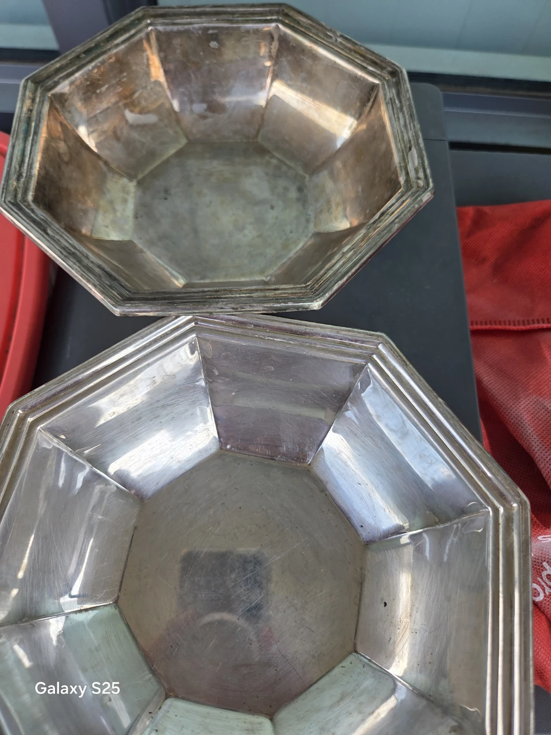 Set of 2 Octagonal Silver Serving Bowls - photo 2
