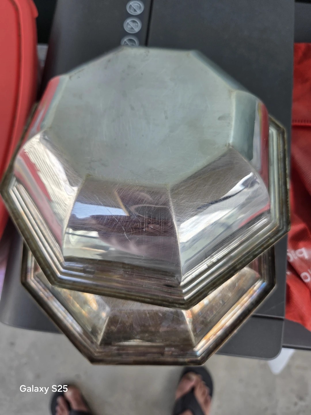 Set of 2 Octagonal Silver Serving Bowls - photo 5