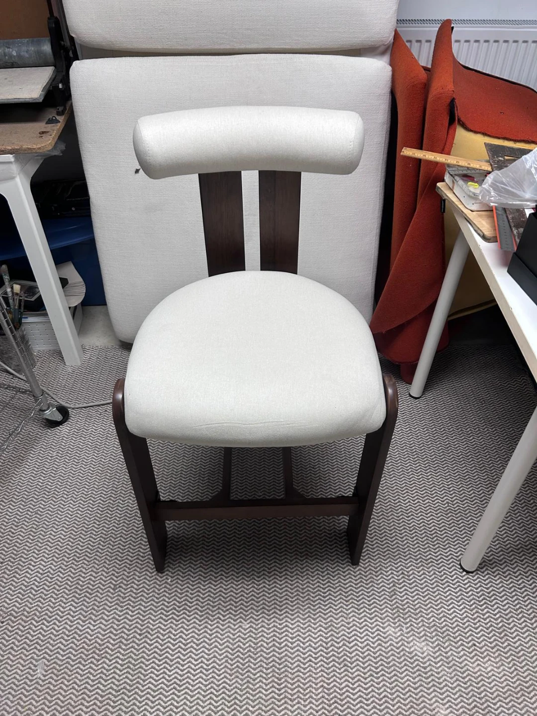 ROVE CONCEPTS Wooden Chair with White Upholstery
