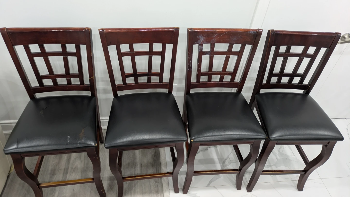 Set of 4 Wooden Dining/Counter Height Chairs