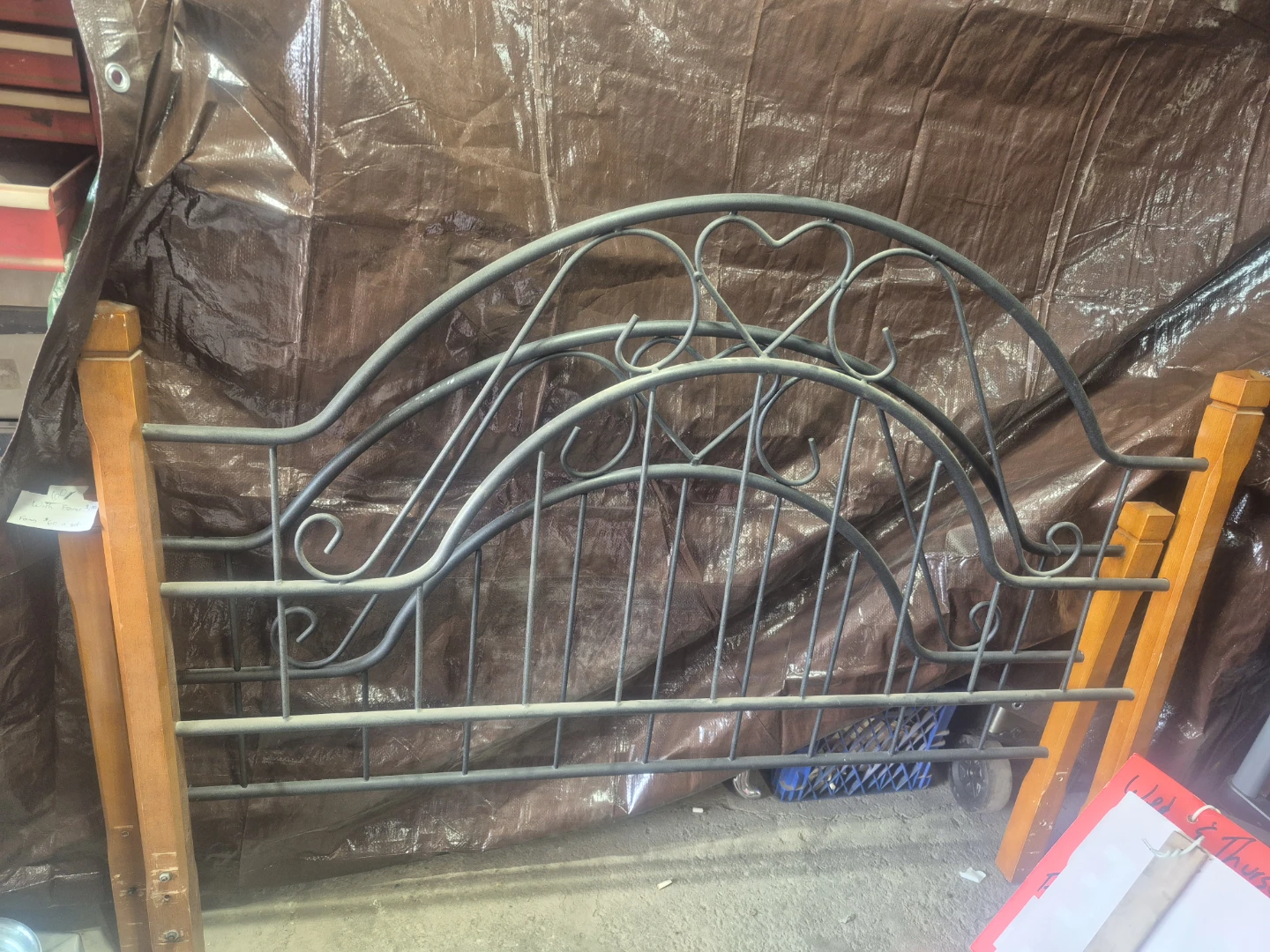 Metal Bed Headboard with Wood Posts