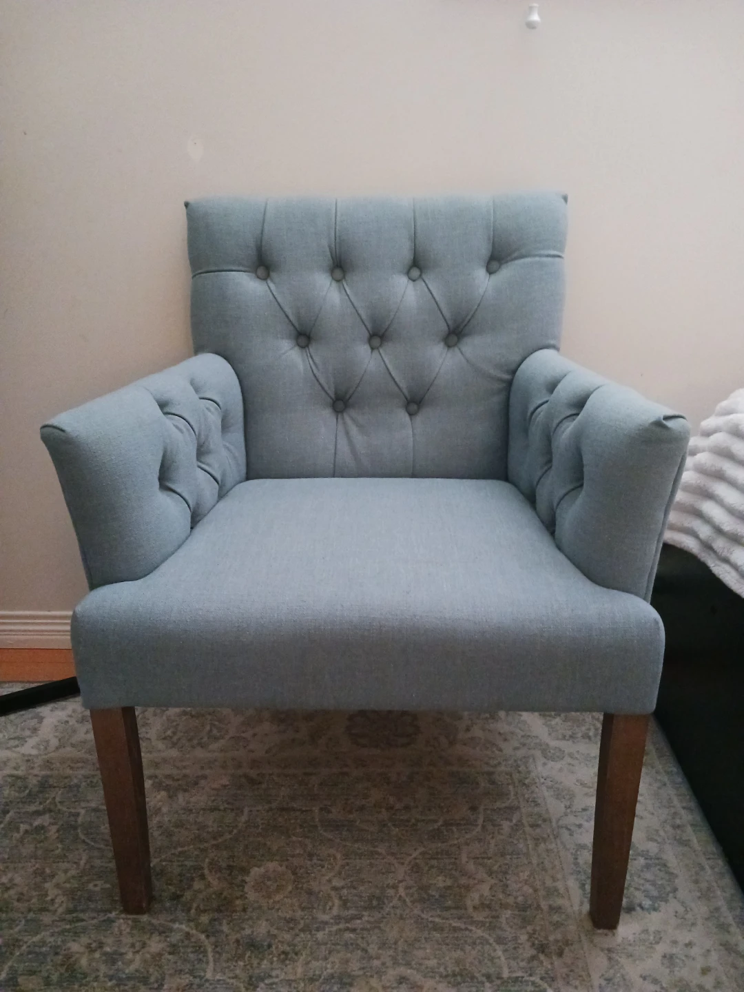 Light Blue Tufted Armchair