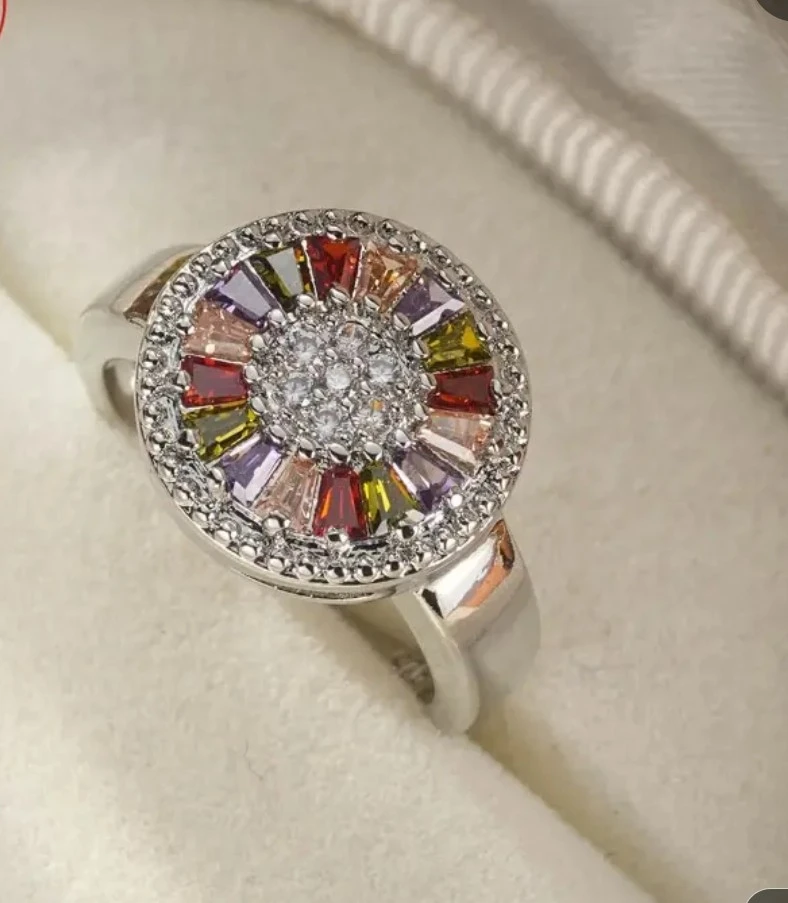 Colourful Baguette & Round Cut Gemstone Ring