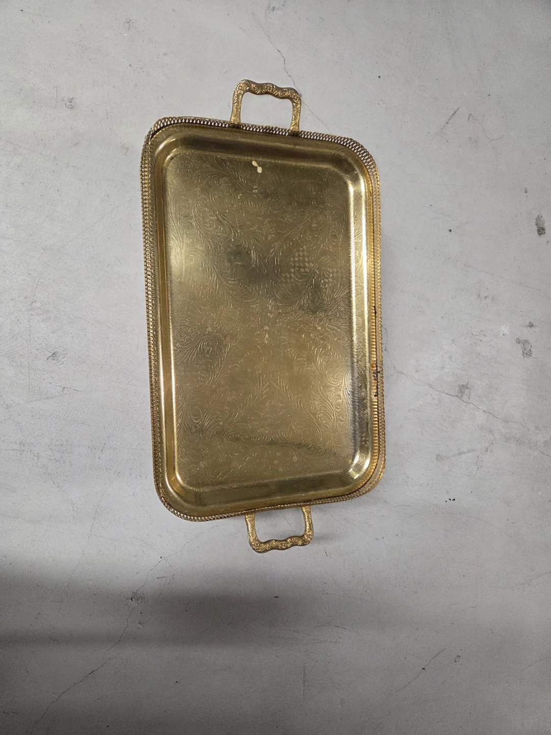 Ornate Gold-Tone Serving Tray