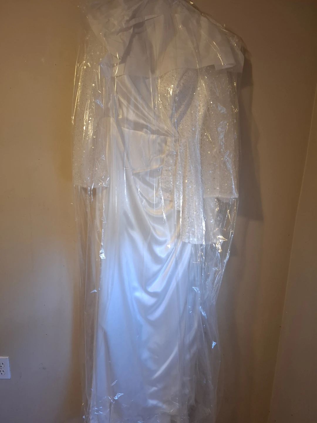 Sparkle Two Tone Long Beaded Satin Wedding Dress - photo 3