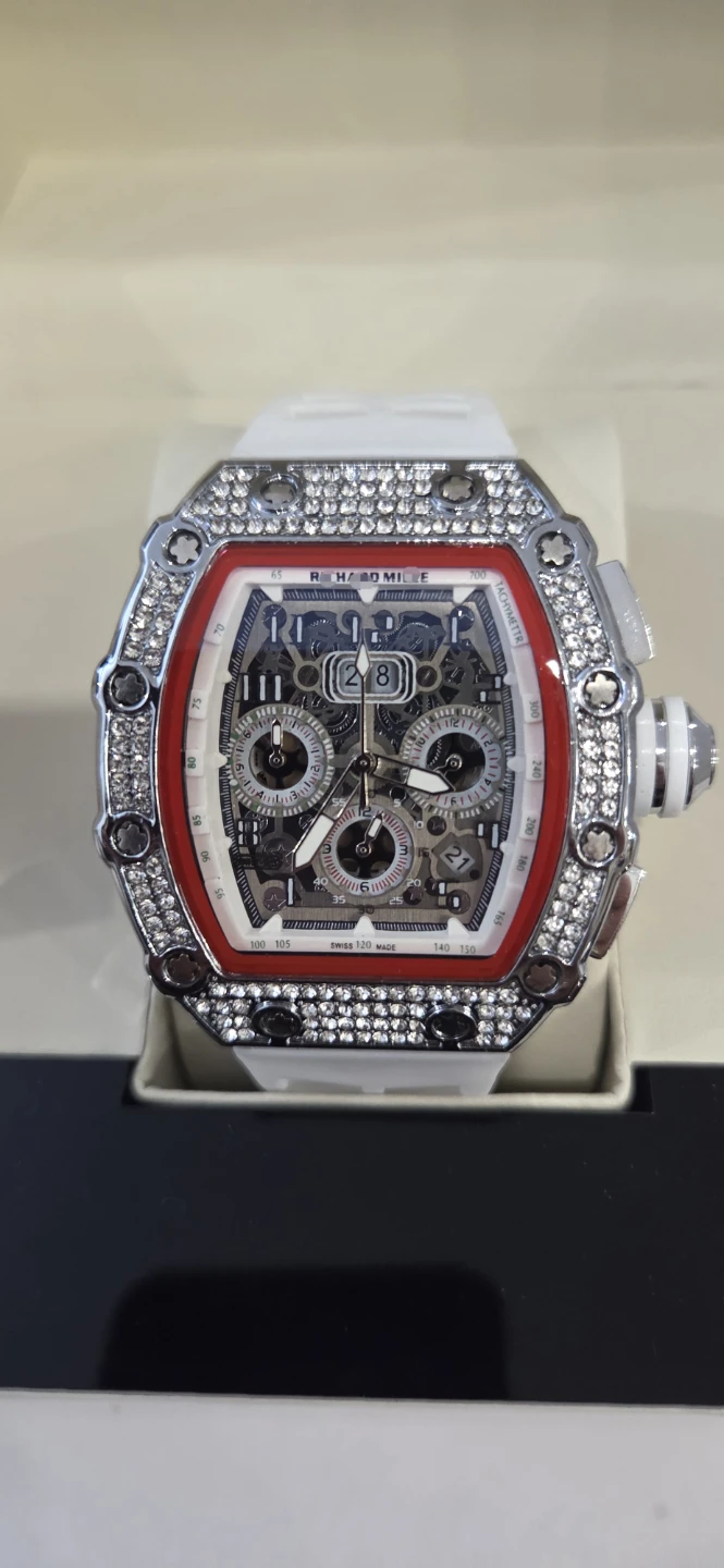 Luxury Style Watch – Iced Out White & Red - photo 2