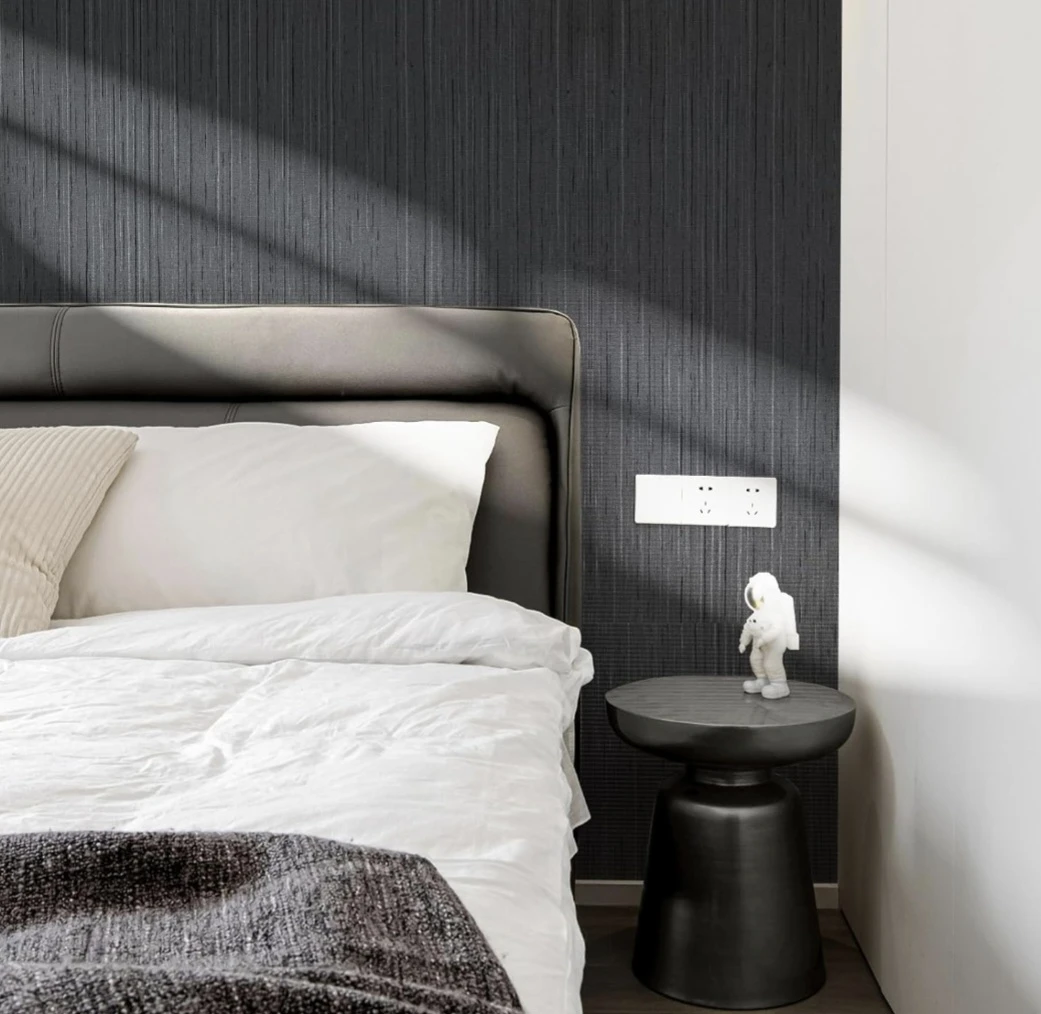 Black Grasscloth Peel & Stick Wallpaper 23.6"x354" - photo 2