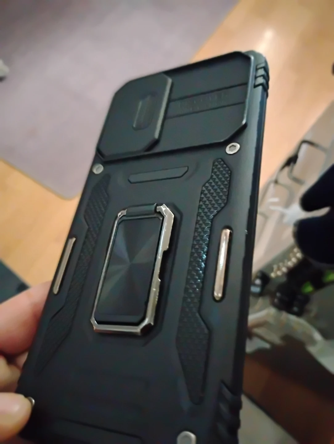 Black Phone Case with Ring Holder and Camera Cover - photo 3