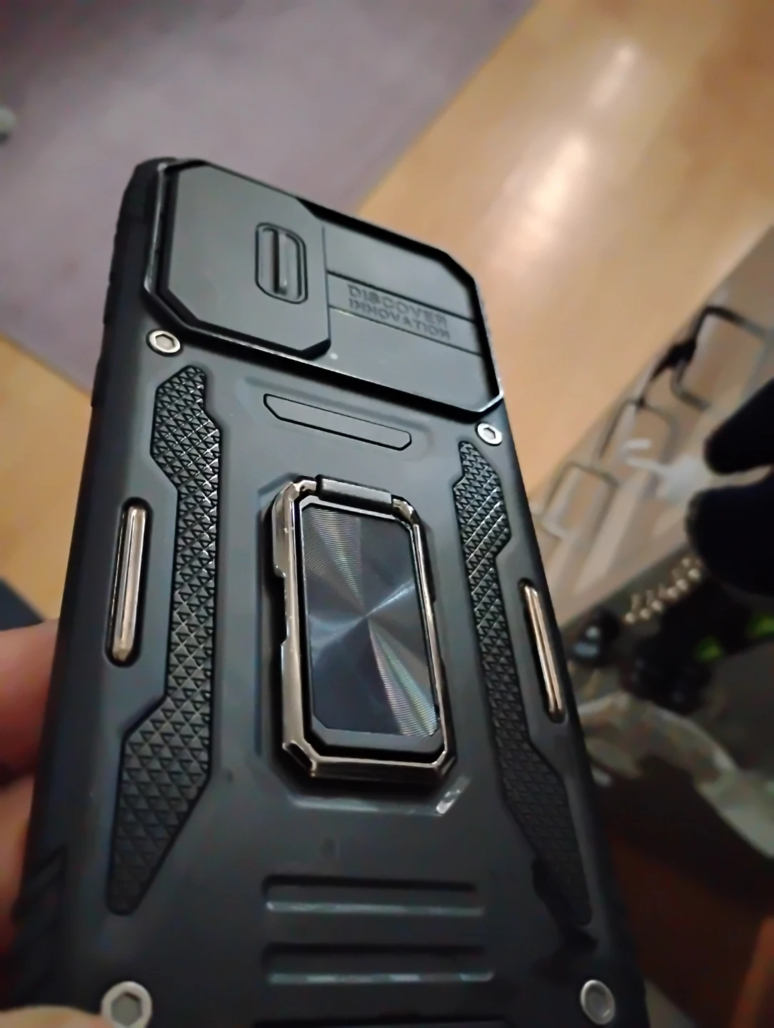 Black Phone Case with Ring Holder and Camera Cover - photo 5