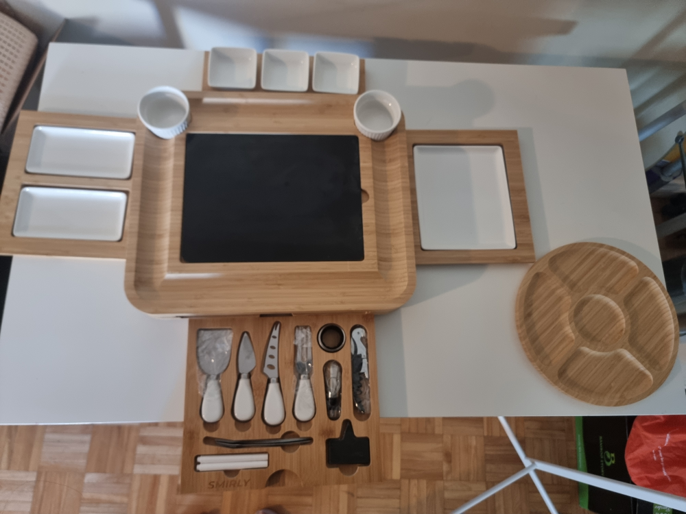 Bamboo Charcuterie Cheese Board and Serving Tray Set