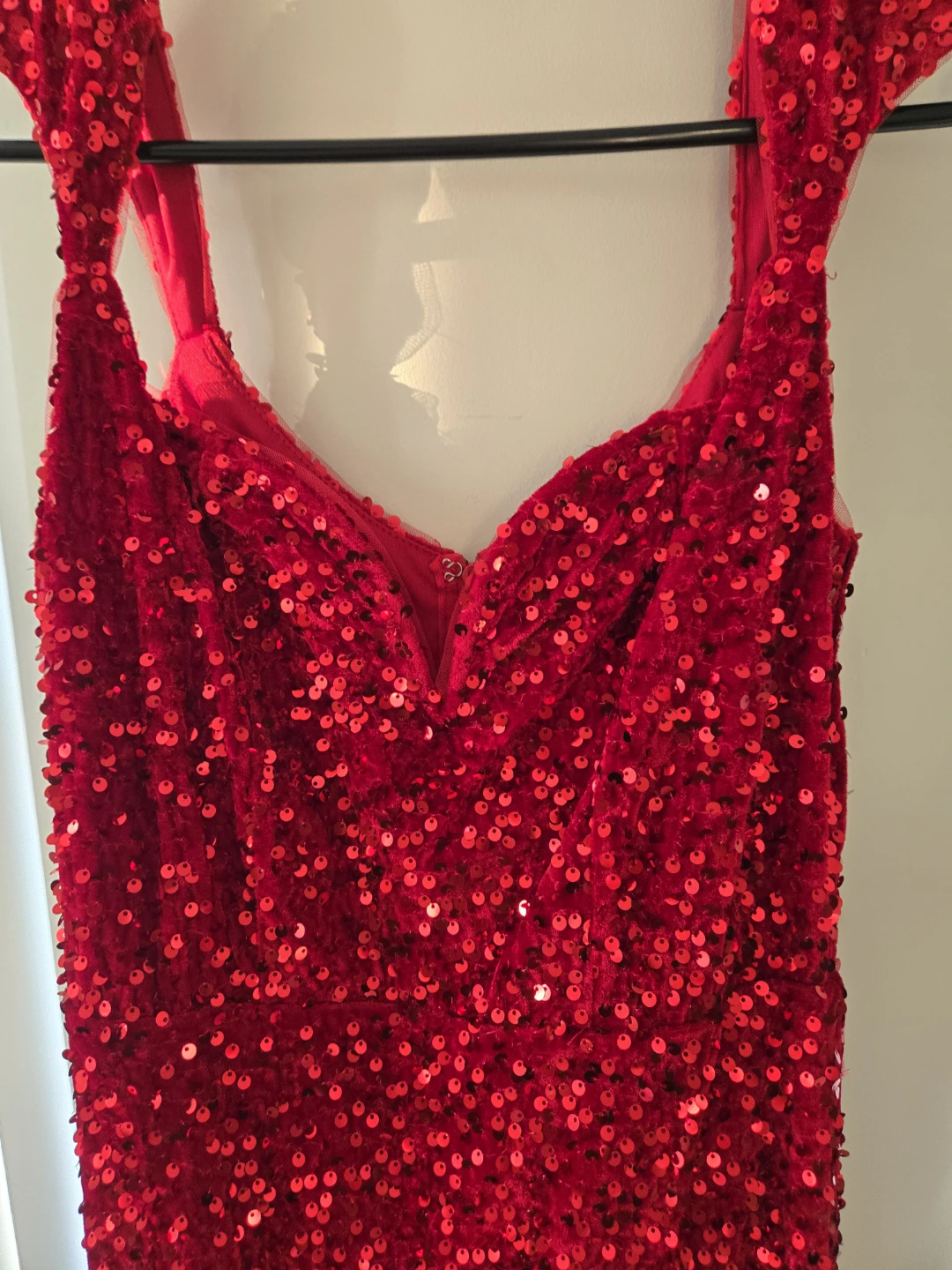 Fashion Nova red sequin off-the-shoulder maxi dress - photo 2