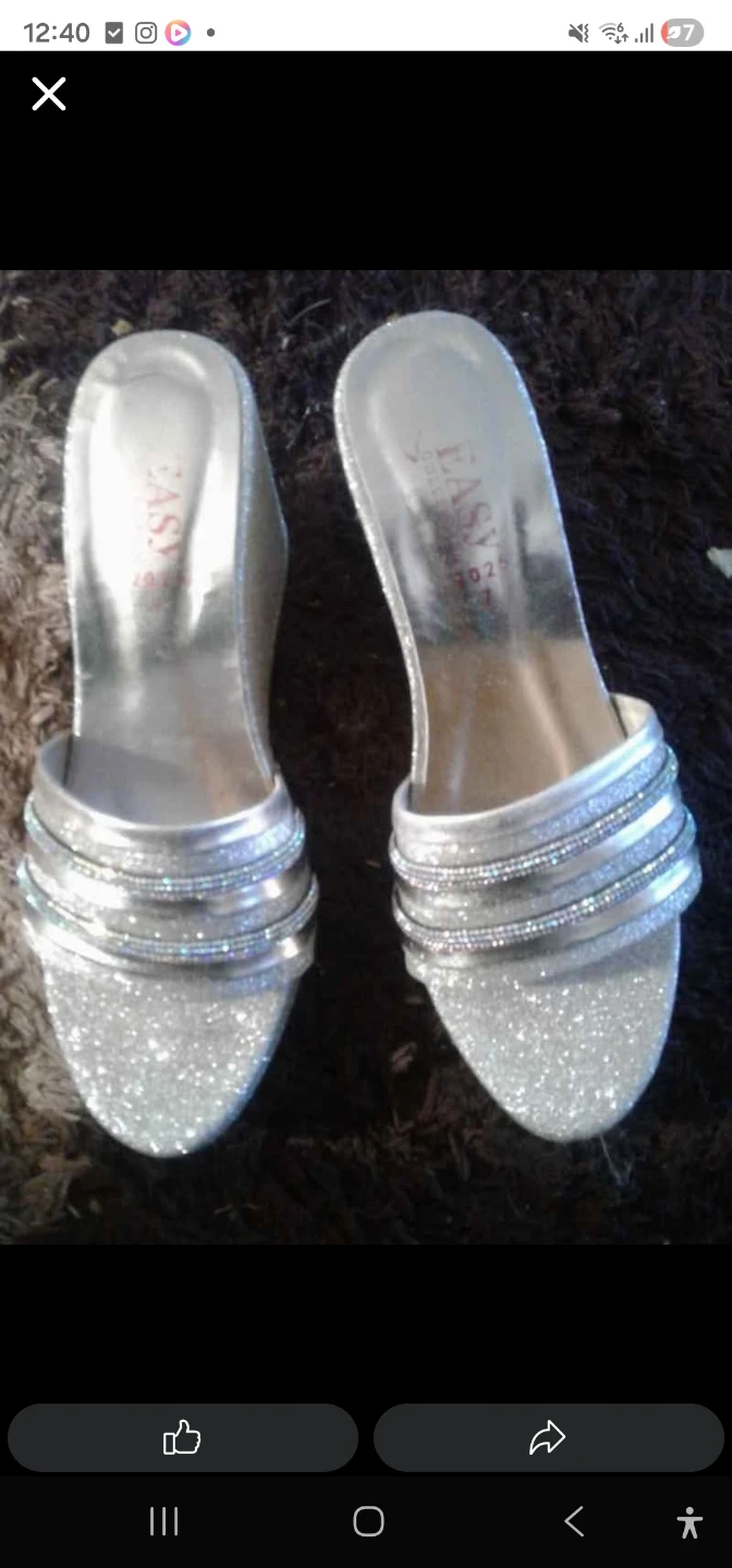 Easy Street Silver Glitter Wedge Sandals