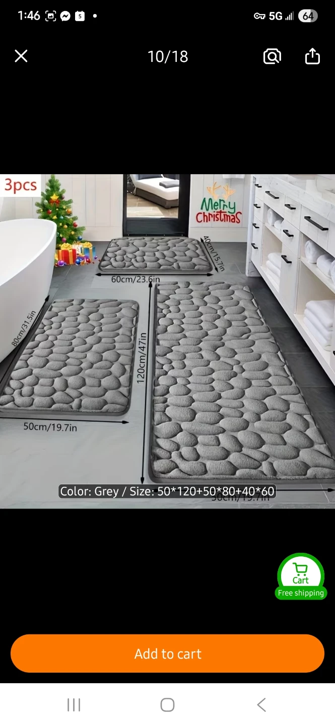 NEW 3-Piece Rectangular Bath Mat Set 🚿