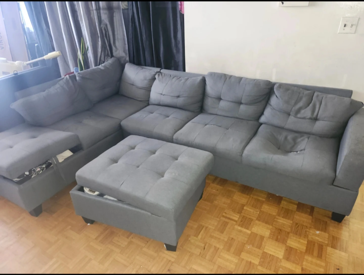 Grey Sectional Sofa with Ottoman - photo 3