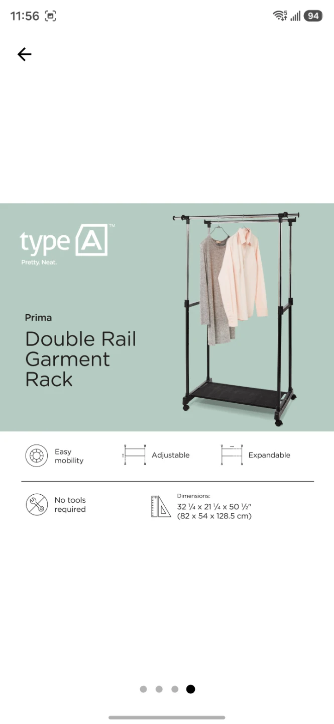 type A Prime Adjustable Double Rail Freestanding Clothing Rack